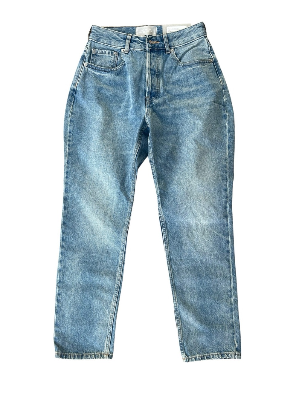Everlane 90s Cheeky Jeans Vintage Mid Blue High Rise Straight Size 26 Crop NWT